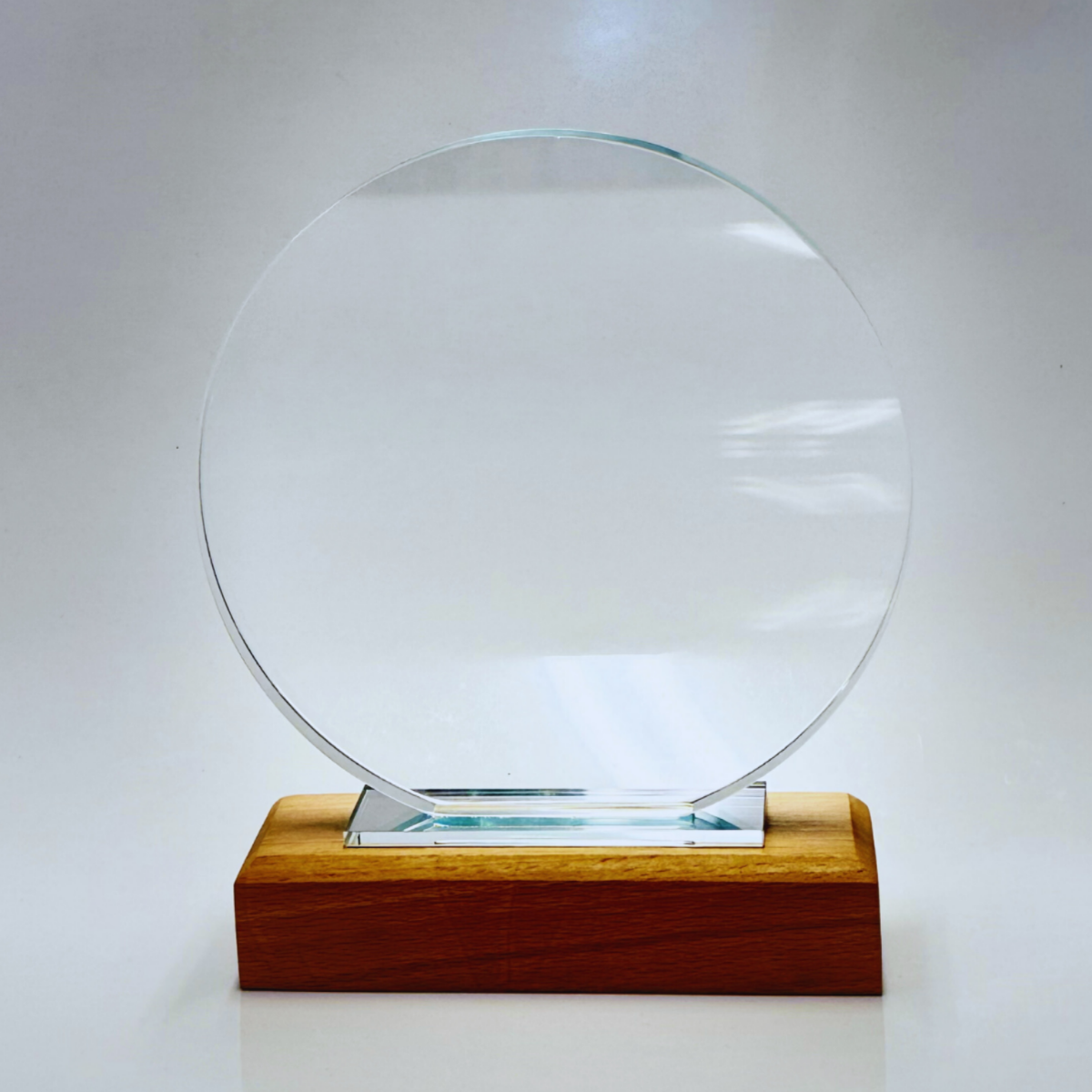 Placa Cristal Redonda base Madera