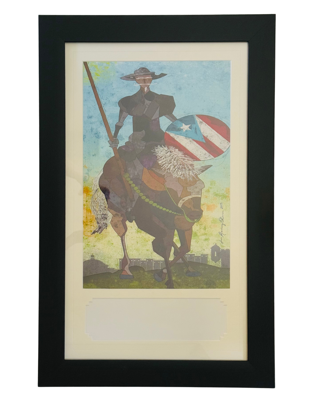 Enmarcado Quijote Bandera PR